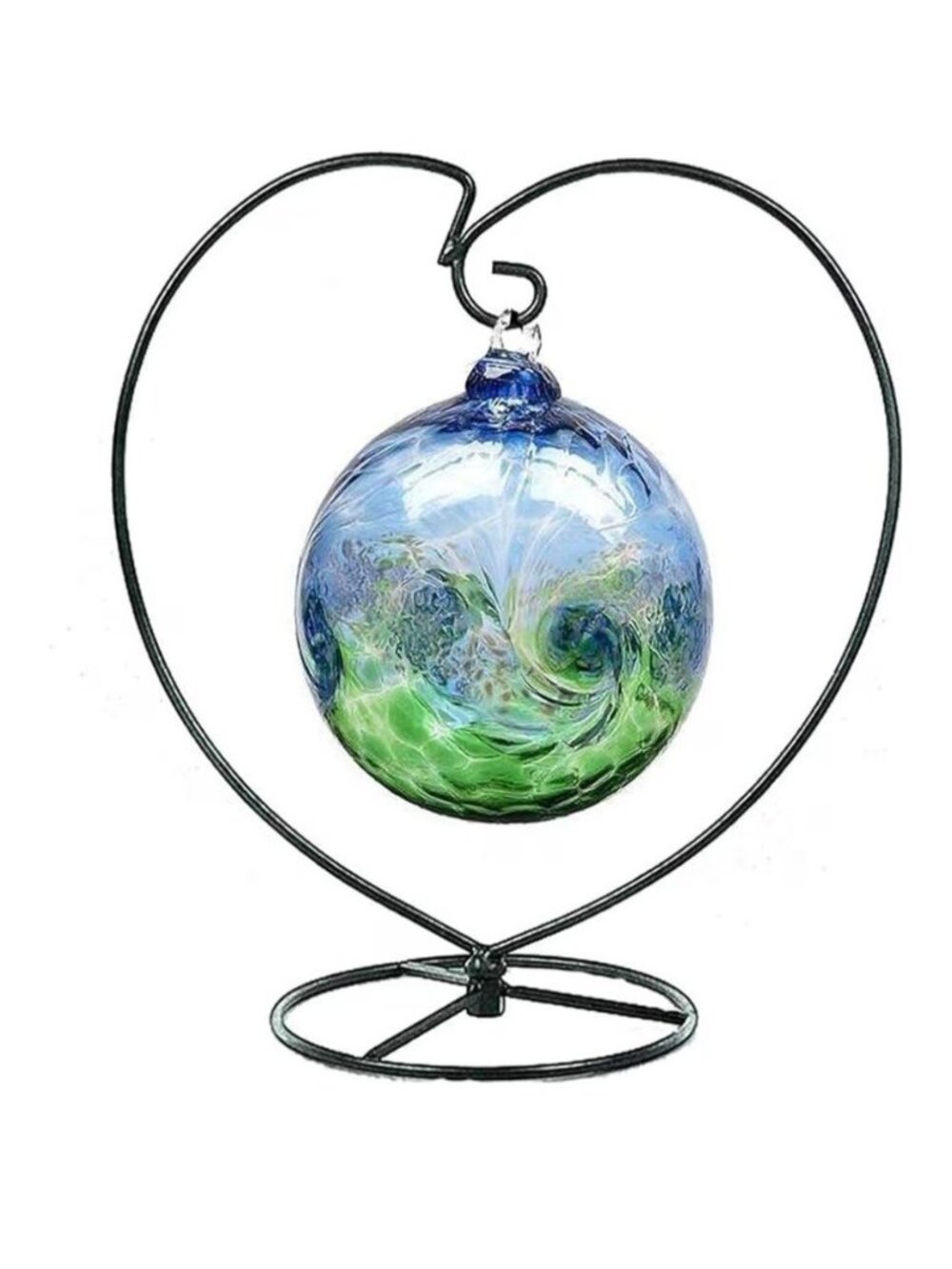 Heart-Shaped Hanging Iron Stand For Globes Air Plants Terrariums Ornaments Black